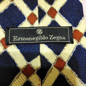 Ermenegildo Zegna Blue & Cream Geometric Silk Tie